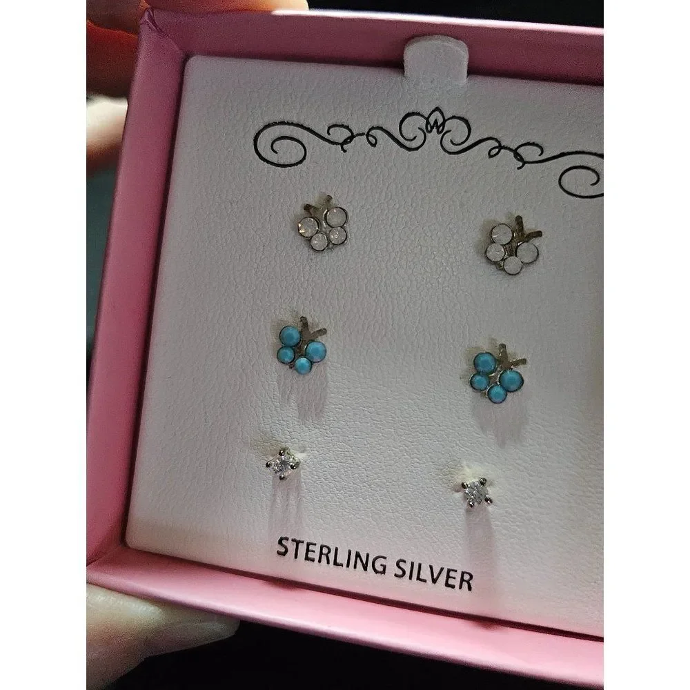 Sterling silver butterfly earring set of three pairs